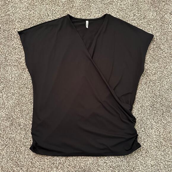 Halara black short sleeve wrap-front top size L NWT - Picture 9 of 14